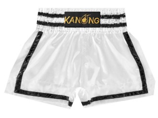 Pantalon Muay Thai Kanong  : KNS-140-Blanco-Negro